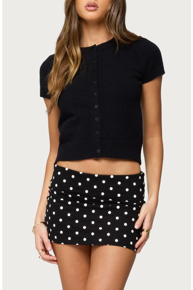 Coreen Short Sleeve Cardigan, Main, color, BLACK