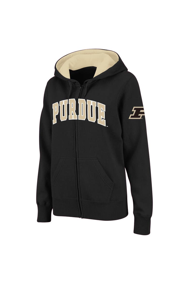 Women's Stadium Athletic Black Purdue Boilermakers Arched Name Full-Zip Hoodie, Main, color, Black