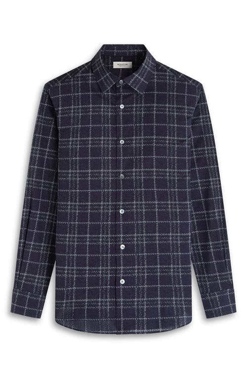 Bugatchi Julian Shaped Fit Plaid Stretch Cotton Button-up Shirt In Black