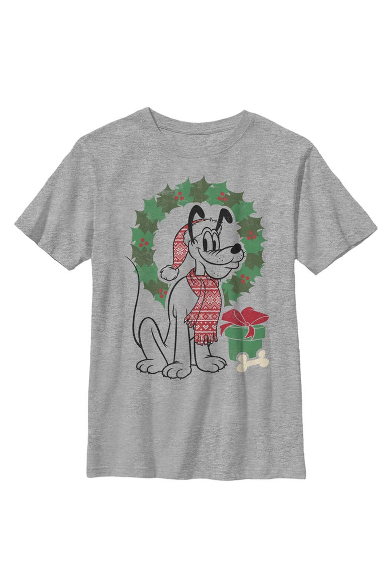 Boy's Mickey & Friends Shamrock Pluto Bow Tie  Graphic T-Shirt, Main, color, Athletic Heather