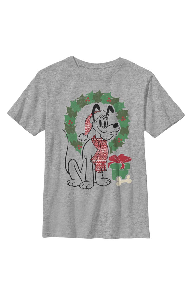 Mickey & Friends Boy's Mickey & Friends Shamrock Pluto Bow Tie  Graphic T-Shirt, Main, color, Athletic Heather