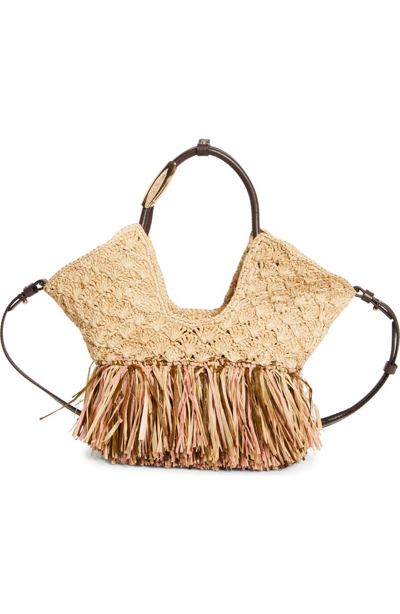 Zimmermann Small Goldentime Fringe Tote Bag, Alternate, color, Natural