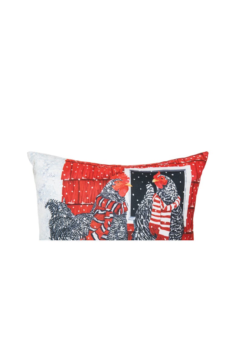 C&F Home Winter Chicken Indoor and Outdoor Throw Pillow, Alternate, color, Red