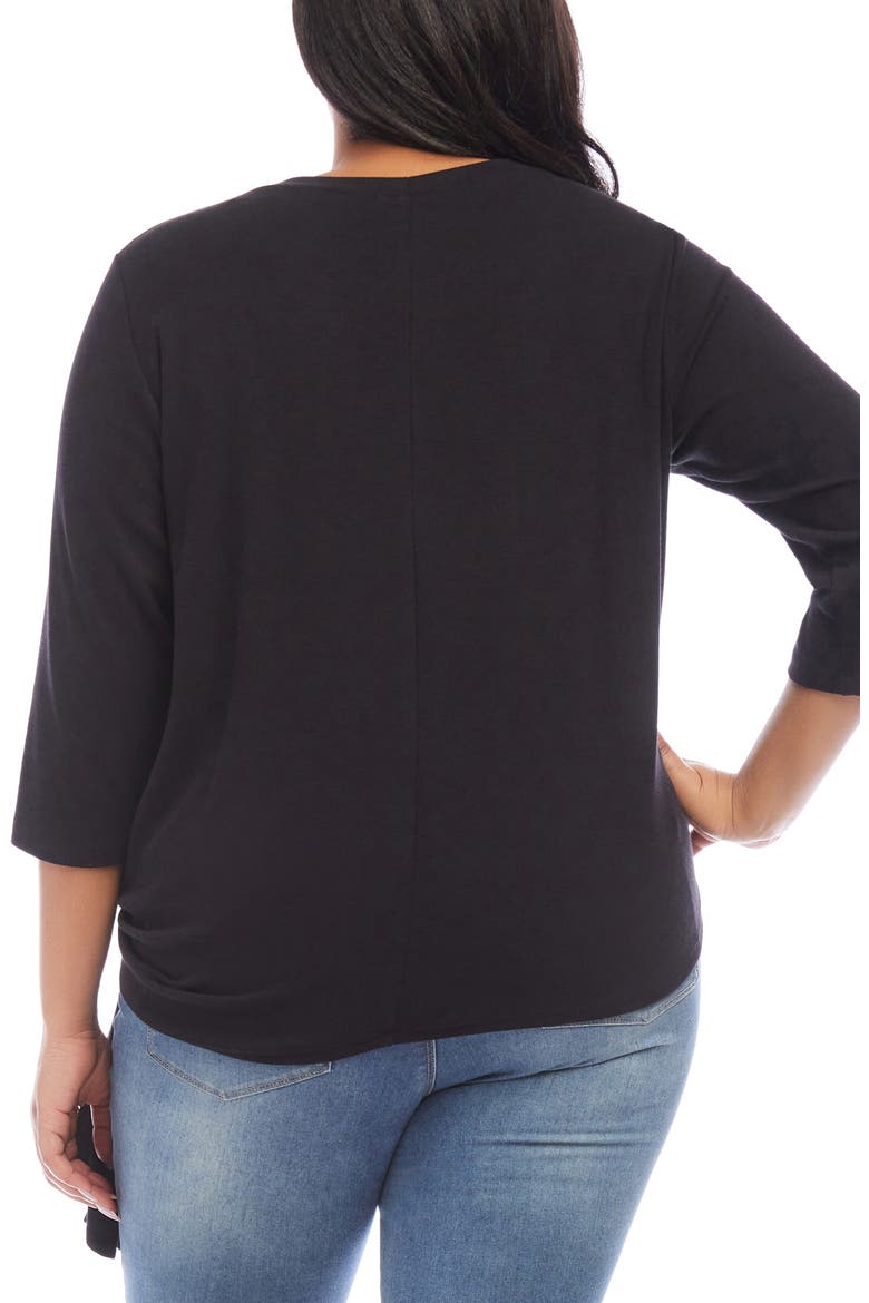 Tie Hem Hemp & Organic Cotton Blend Top, Alternate, color, BLACK