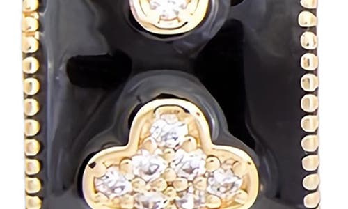 Juvell Cubic Zirconia Clover Enamel Huggie Hoop Earrings In Yellow