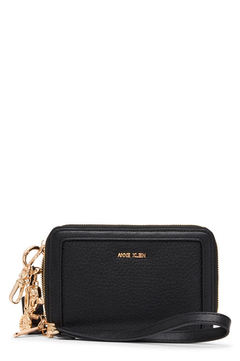 Double Zip Around Wallet, Main, color, BLACK