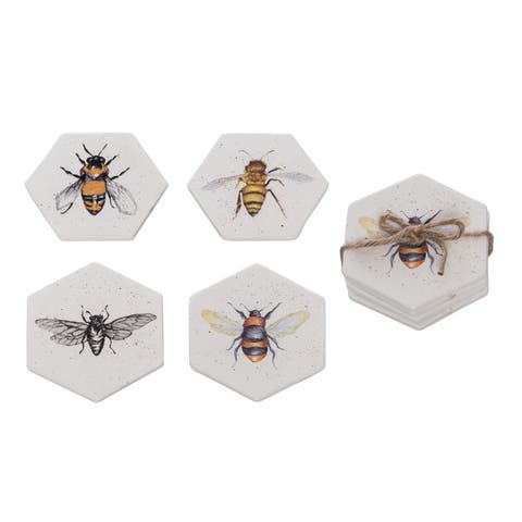 Dolomite Honeycomb Coasters Set of 4 Multicolored for Spring Serving and Entertaining