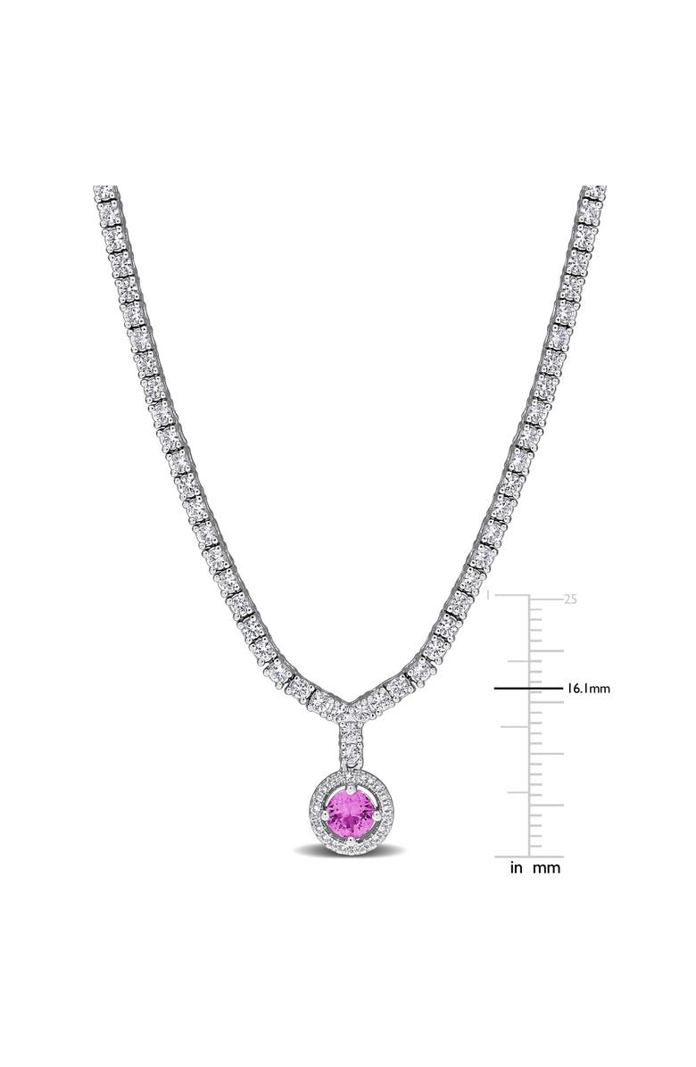 DELMAR Lab Created Pink Sapphire & White Sapphire Pendant Necklace, Alternate, color, Pink