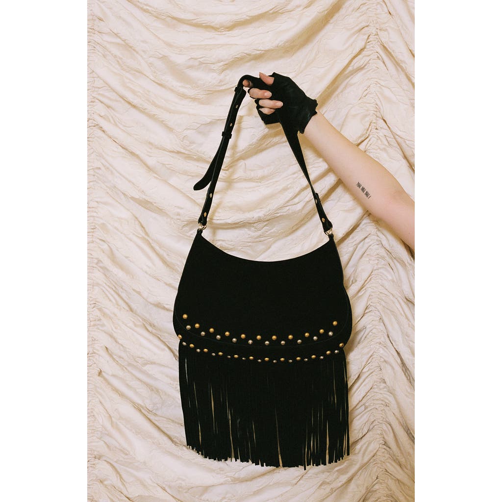 Jeffrey Campbell Lyrical Suede Crossbody Bag In Black Suede