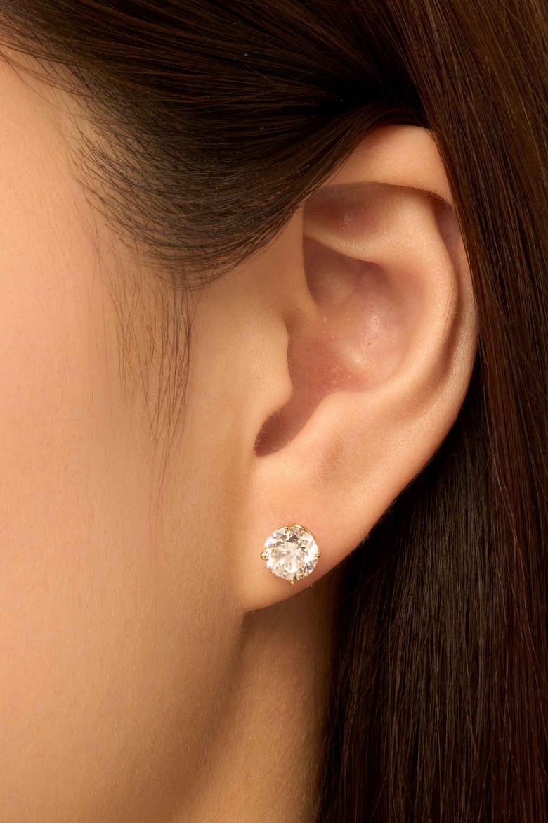 14K Solid Gold Luminous 3 Carat Lab Diamond Classic Studs, Alternate, color, White Gold, Lab Diamonds