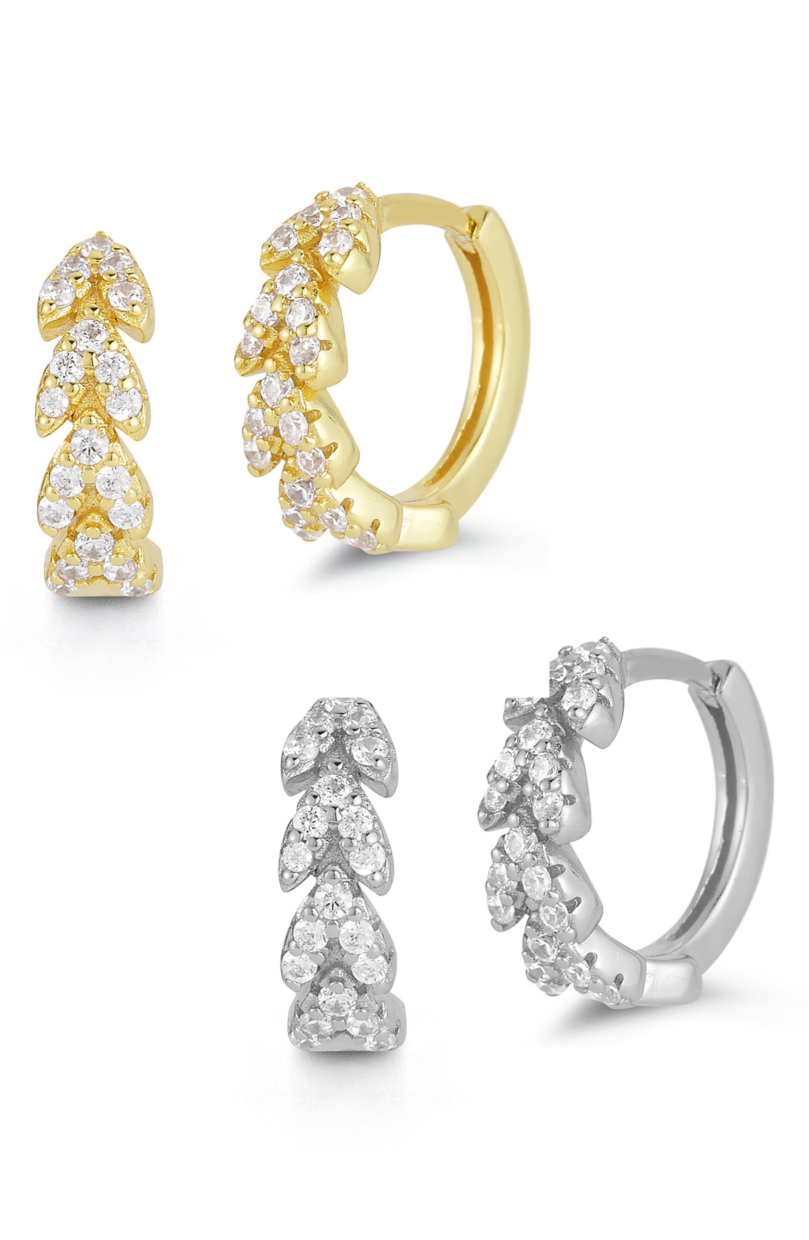 GLAZE JEWELRY 2-Pack CZ Huggie Hoop Earrings