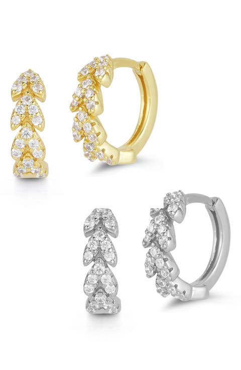2-Pack CZ Huggie Hoop Earrings