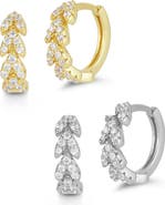 GLAZE JEWELRY 2-Pack CZ Huggie Hoop Earrings