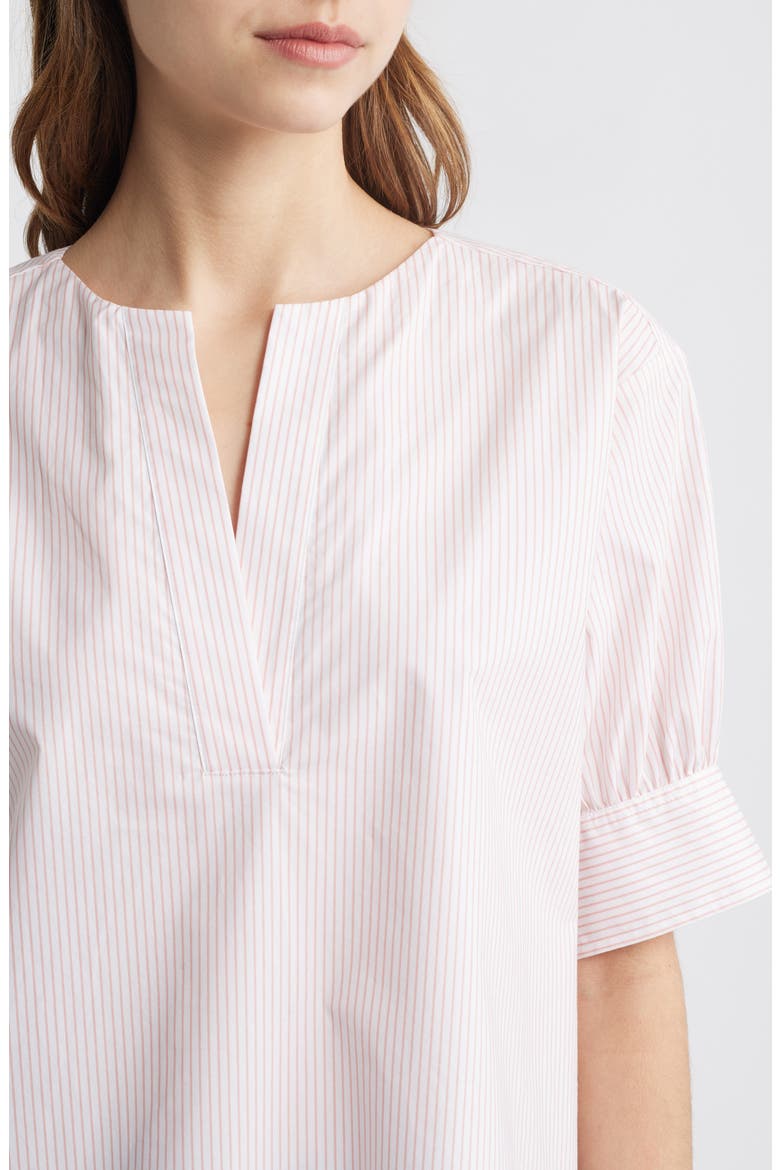 Stripe Split Neck Organic Cotton Popover Top, Alternate, color, AZALEA MULTI