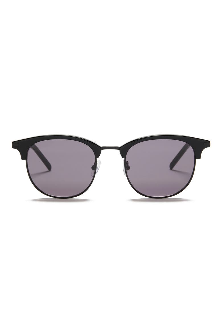 Cameron 50mm Round Sunglasses, Main, color, BLACK SATIN WITH GREY LENS