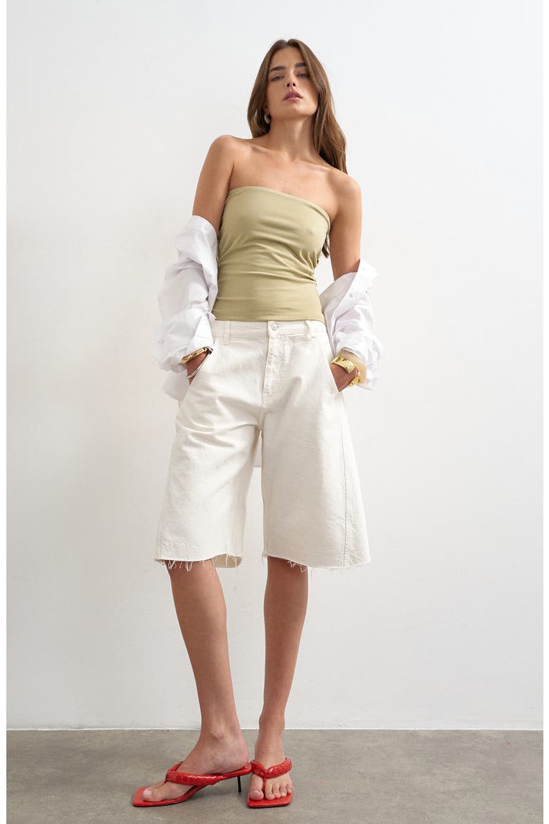 Cotton Blend Bandeau Top, Alternate, color, KHAKI