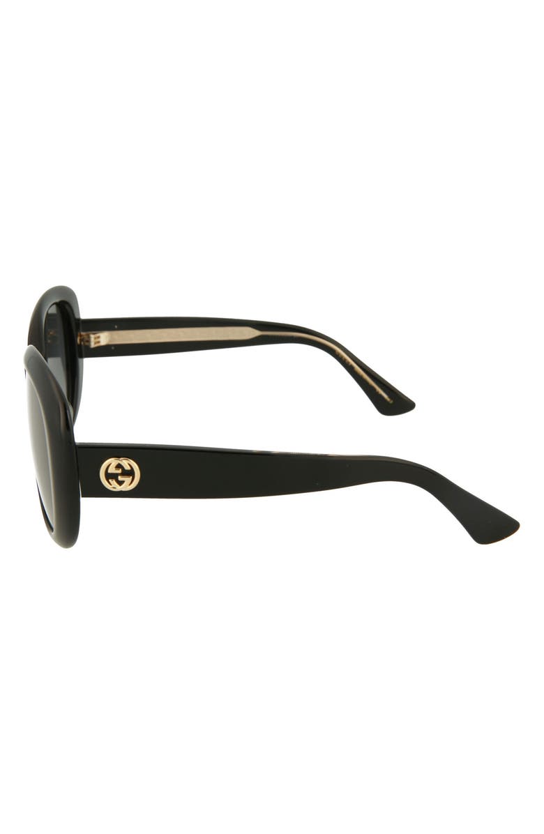 Gucci 55mm Oval Sunglasses, Alternate, color, Black Grey