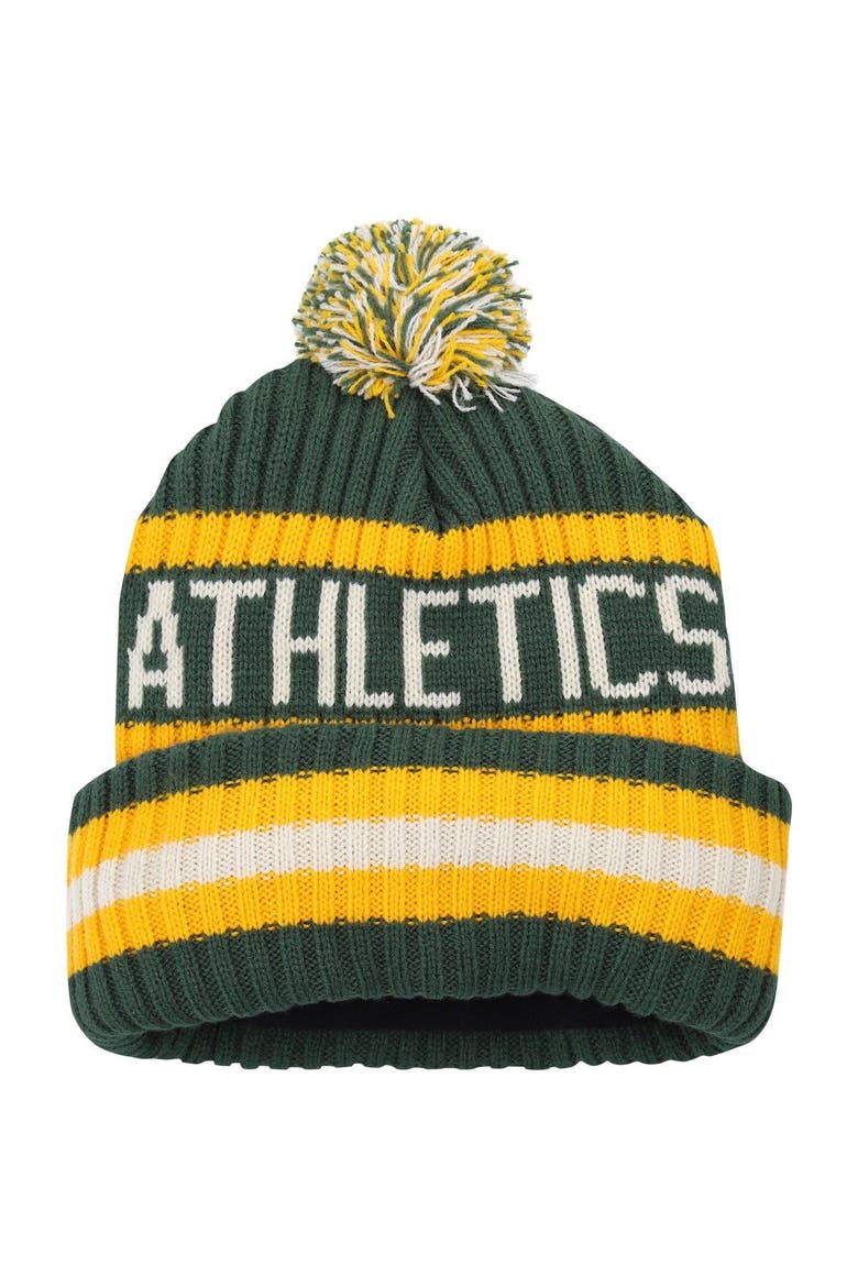 Men's '47 Green Oakland Athletics Bering Cuffed Knit Hat with Pom, Alternate, color, Green