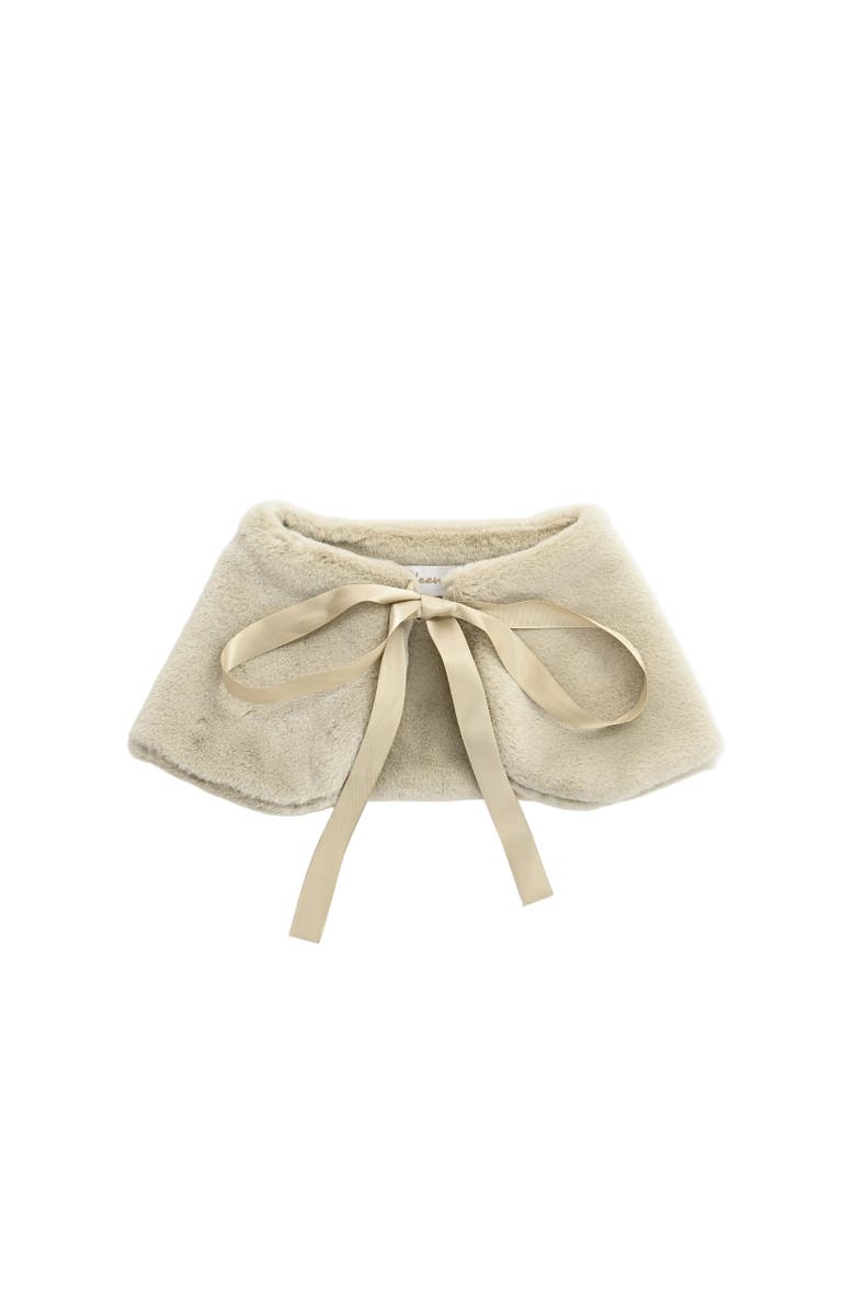 Tulleen Ribbon-Tie Faux Fur Collar, Main, color, Beige