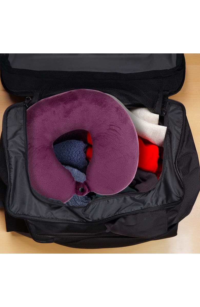 PURSONIC 2 Memory Foam Travel Pillows with Sleep Masks, Alternate, color, Grey