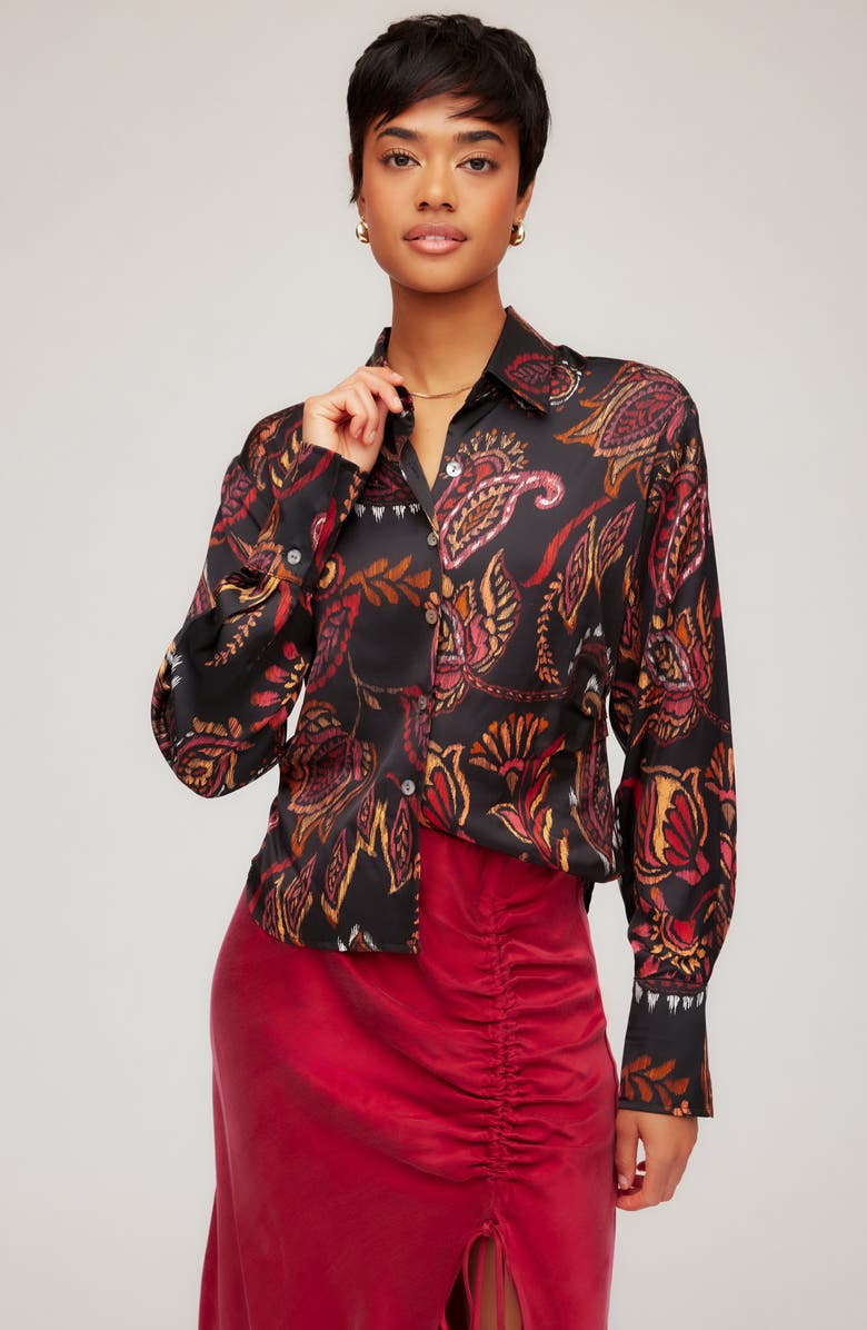 FIFTEEN TWENTY Tawnie Print Side Pleat Shirt, Alternate, color, Paisley