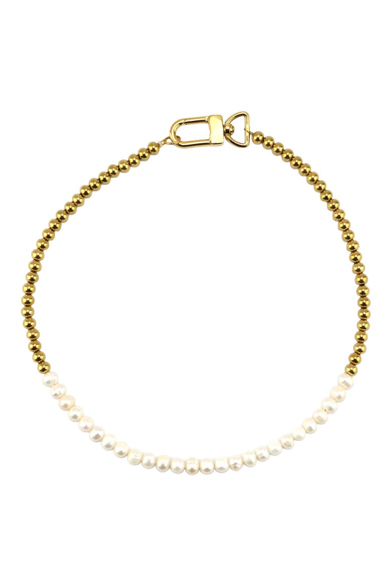 Cultured Pearl & Beaded Necklace, Main, color, GOLD AND WHITE