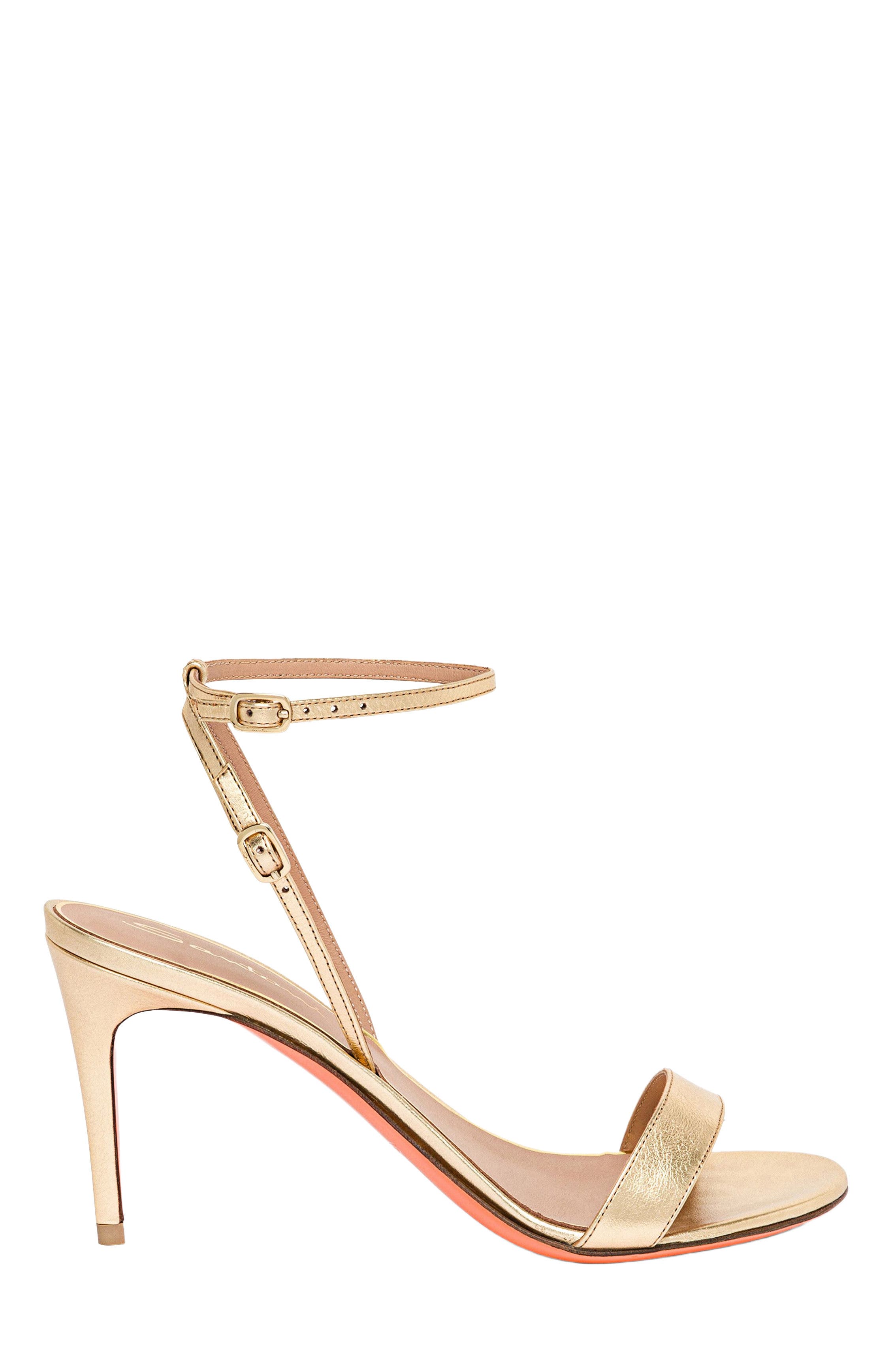 Santoni Leather high-heel sandal, Main, color, Gold