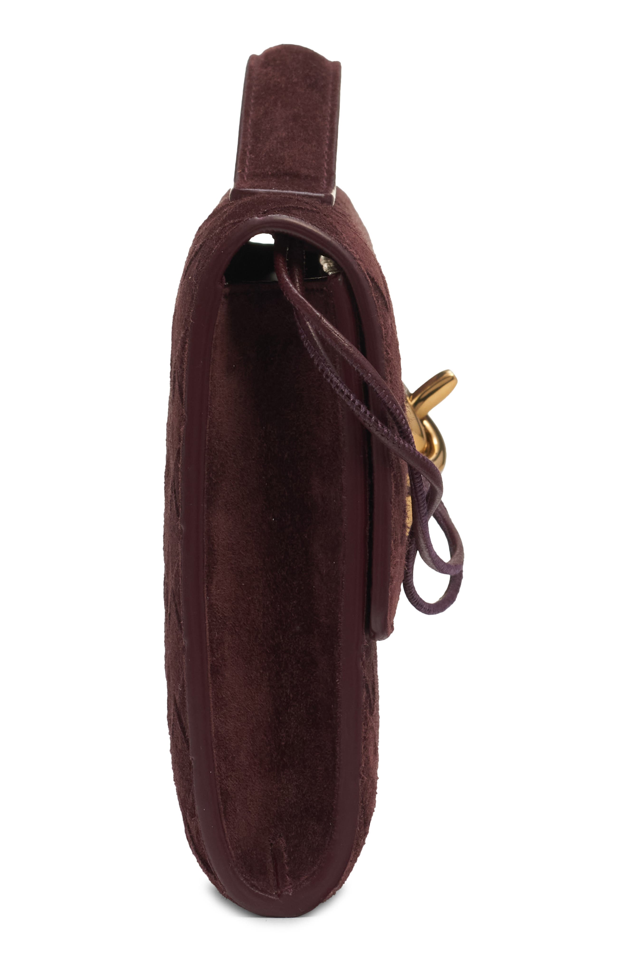 Long Andiamo Intrecciato Suede Clutch, Alternate, color, 6147 DEEP MAHOGANY