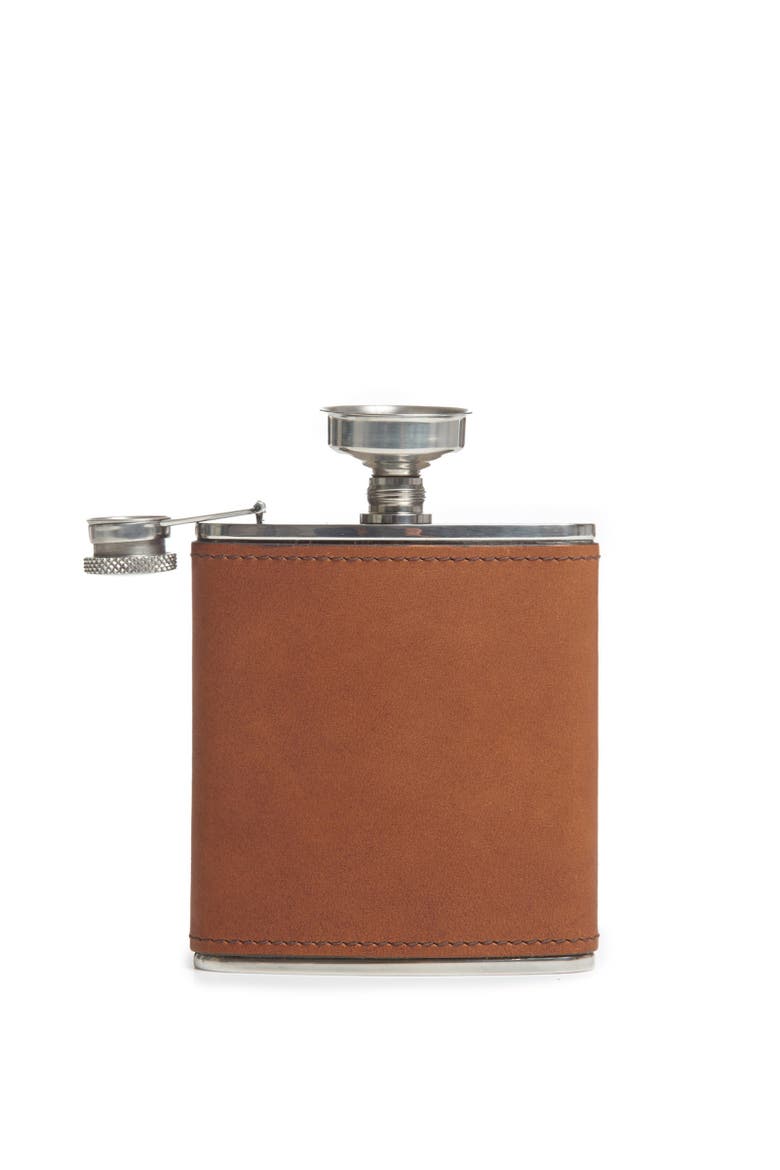Arlo Leather-Wrapped Hip Flask, Alternate, color, Espresso