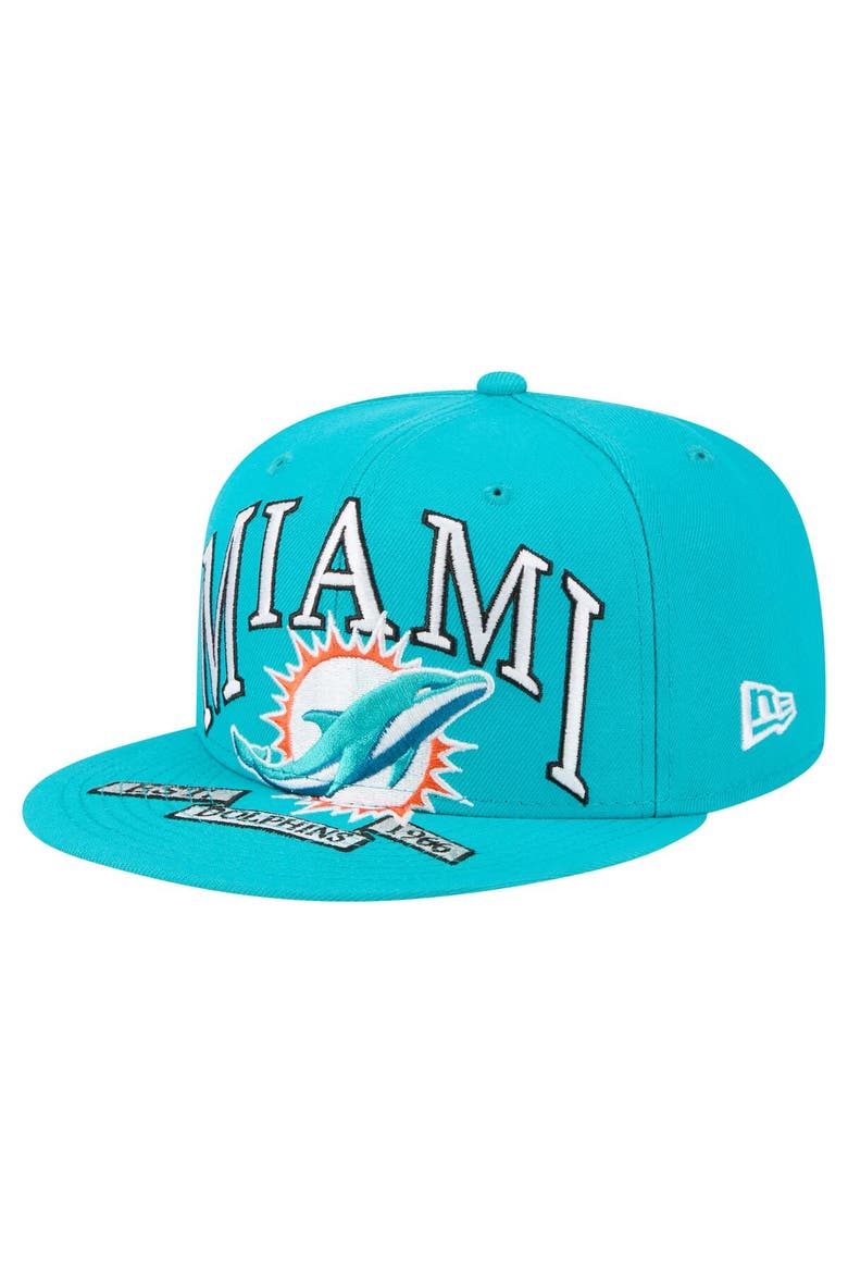 Men's New Era Aqua Miami Dolphins  Oversized 59FIFTY Fitted Hat, Alternate, color, Aqua