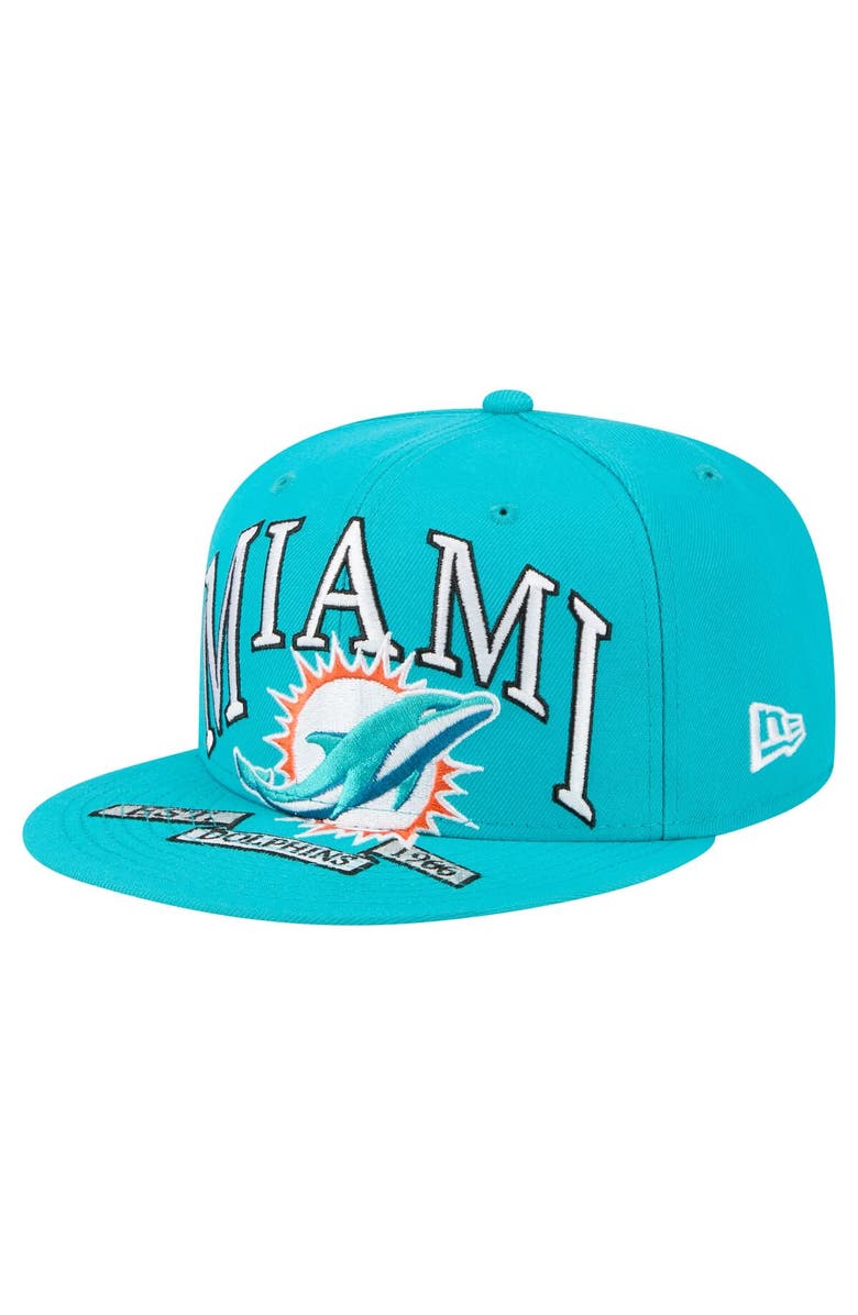 New Era Men's New Era Aqua Miami Dolphins  Oversized 59FIFTY Fitted Hat, Alternate, color, Aqua