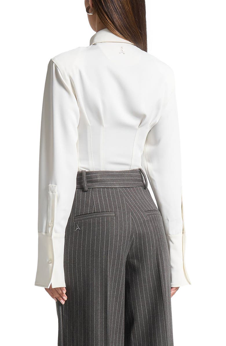 Manière De Voir Agnes Corset Shirt Bodysuit, Alternate, color, Off White