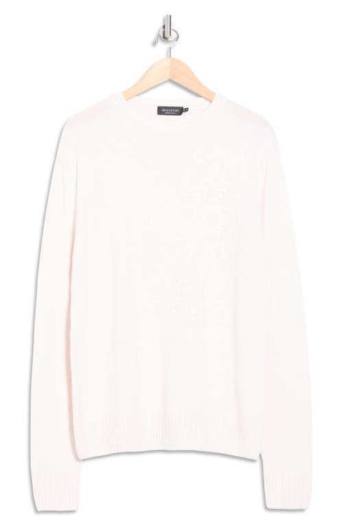 Bugatchi Embroidered Merino Wool Crewneck Sweater In White