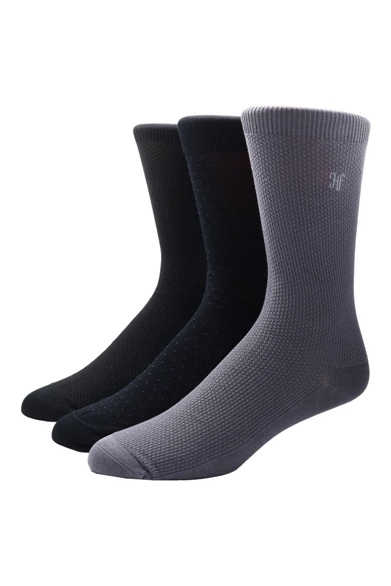 3-Pack Dress Socks, Main, color, GREY/ NAVY DOT/ BLACK