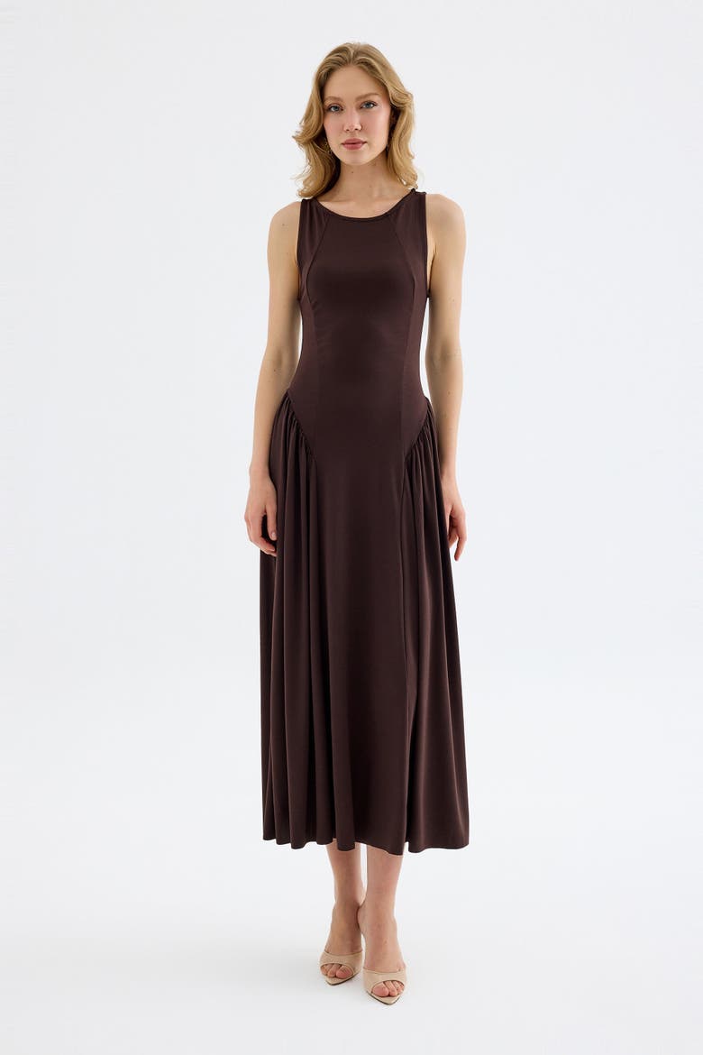 Elaris Sleeveless Stretch Maxi Dress, Alternate, color, Brown