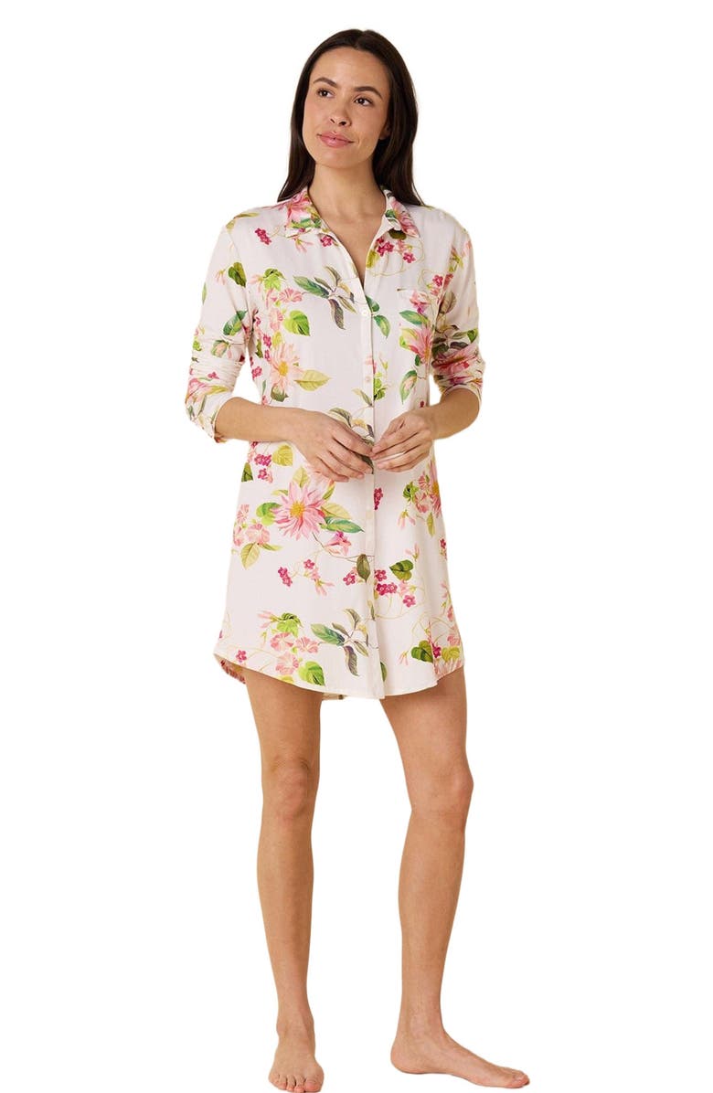 The Cat
s Pajamas Pima Knit Night Shirt Floral, Main, color, Carolina
