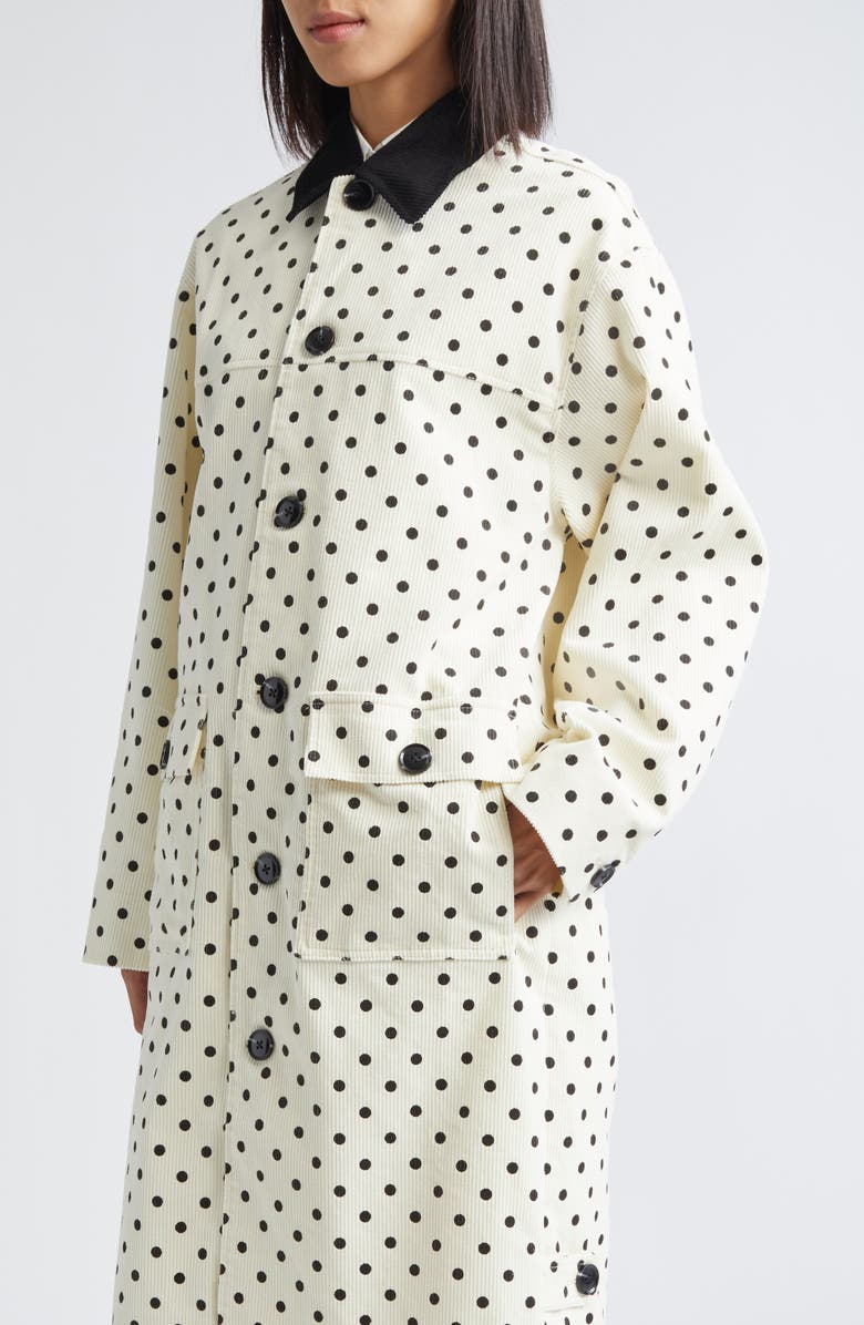 Tanner Fletcher Gender Inclusive Porter Polka Dot Coat, Alternate, color, Ivory/ Black Polkadot