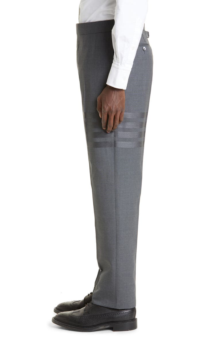 4-Bar Mélange Wool Pants, Alternate, color, DARK GREY