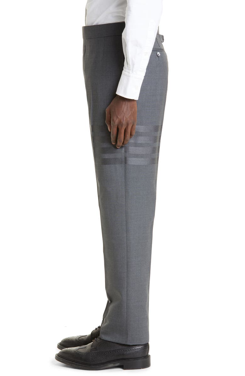 Thom Browne 4-Bar Mélange Wool Pants, Alternate, color, Dark Grey