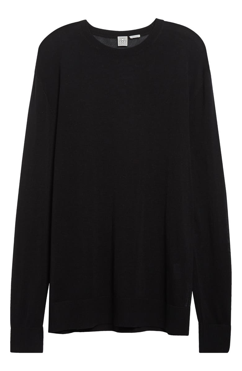 TOTEME Long Sleeve Knit T-Shirt, Alternate, color, Black