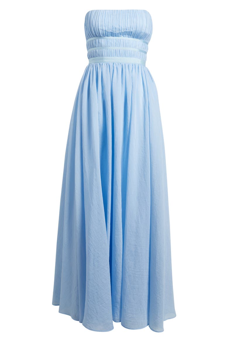 Calais Strapless Pleated Dress, Alternate, color, LIGHT BLUE