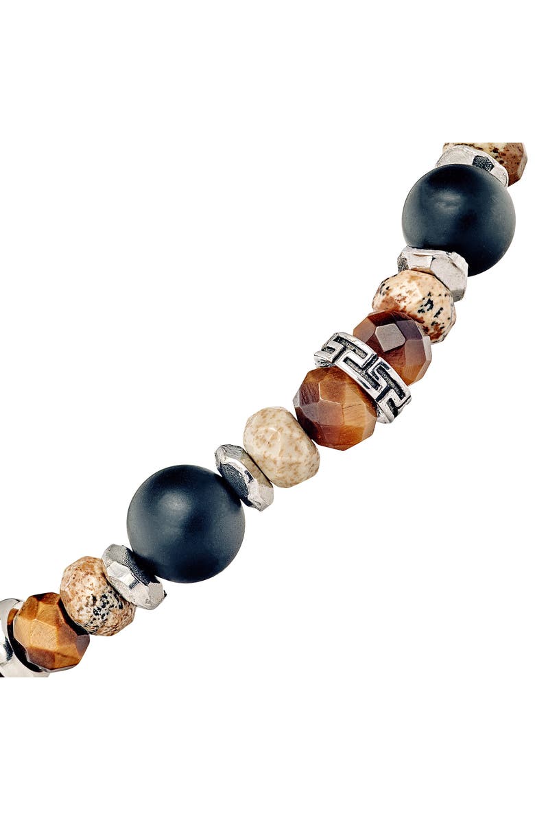 Link Up Semi-Precious Beads With Stainless Steel Pull Cord Closure, Alternate, color, Brown
