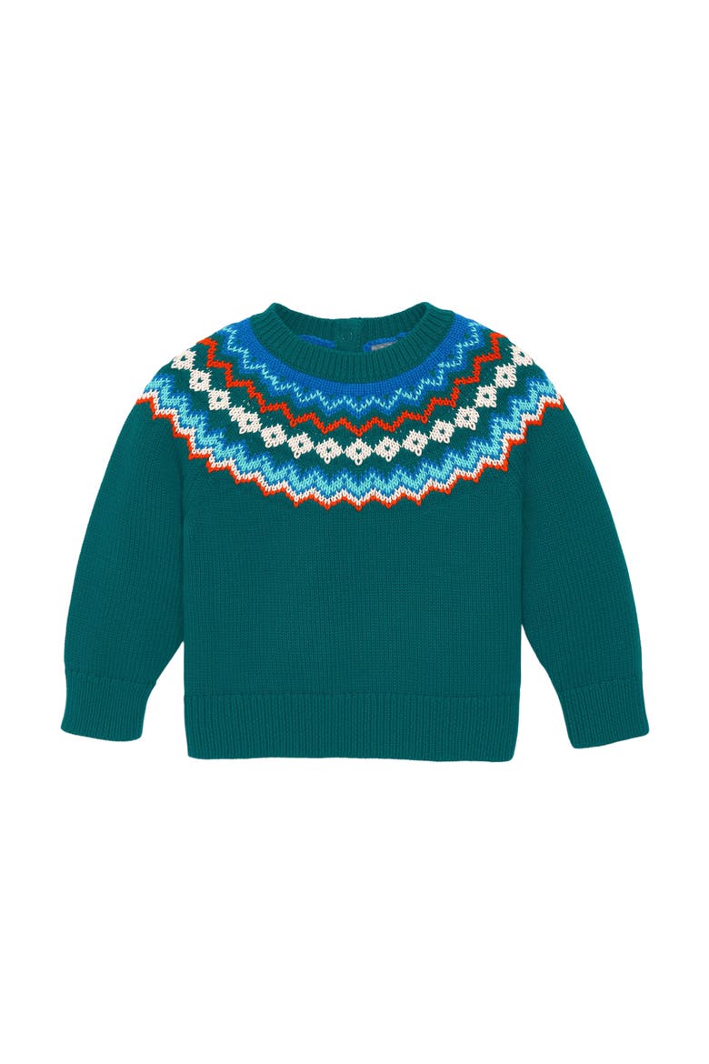 Baby Fair Isle Sweater, Main, color, Spruce Rainbow Fairisle
