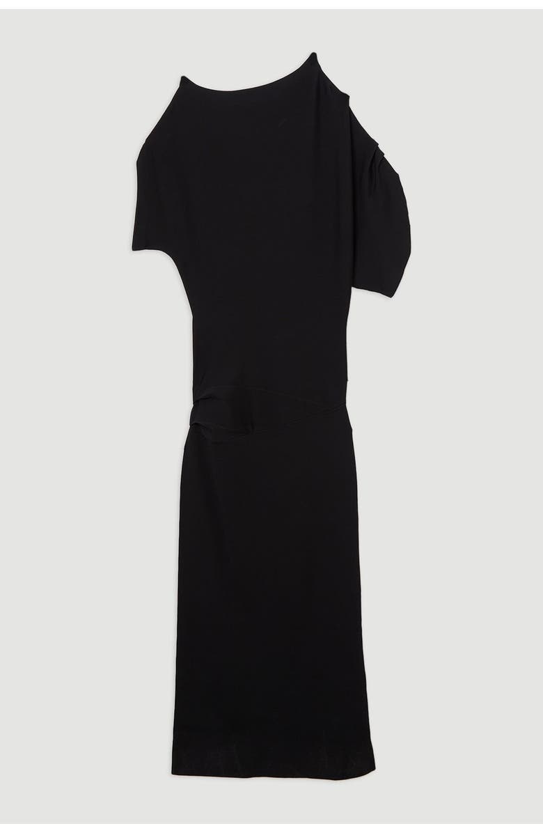 Karen Millen Dropped Waist Asymmetric Maxi Dress, Alternate, color, Black