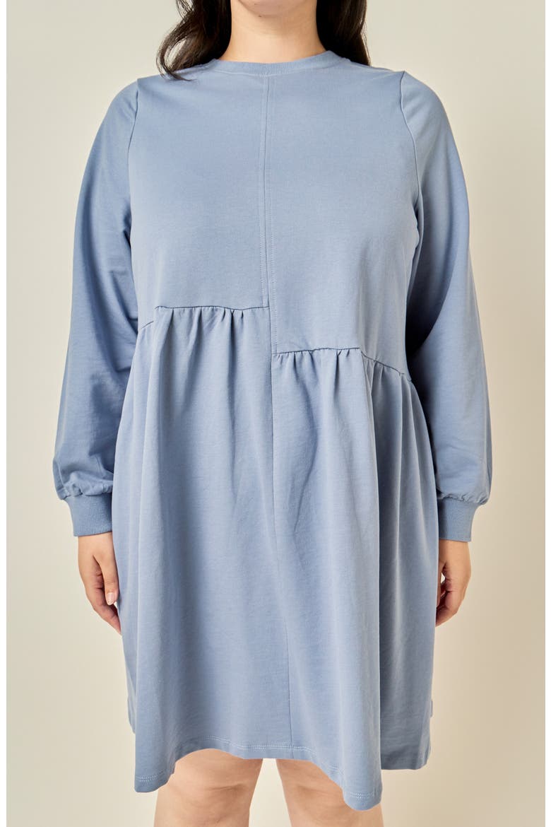 Asymmetrical Seam Knit Long Sleeve Dress, Alternate, color, DUSTY BLUE