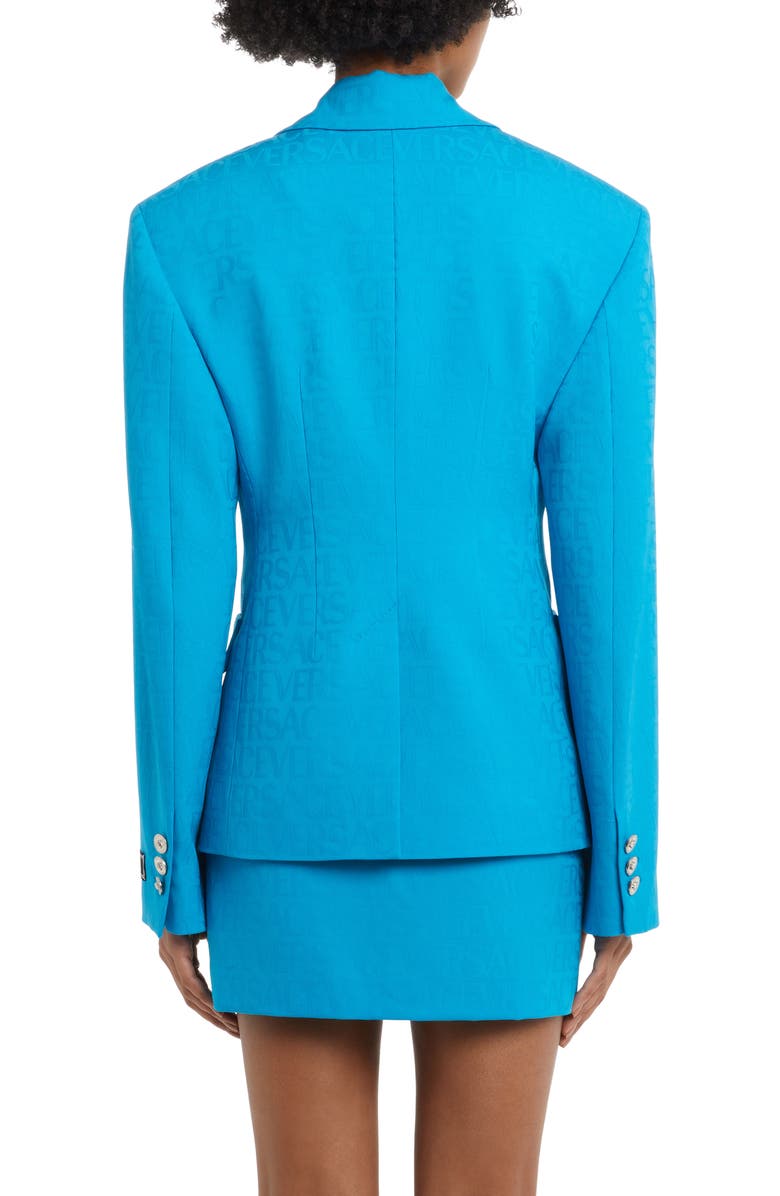 Versace Logo Jacquard Virgin Wool Blazer, Alternate, color, 