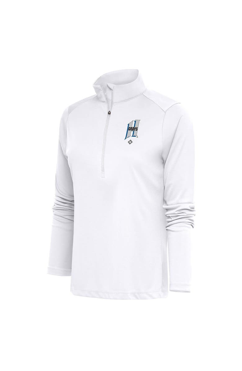 ANTIGUA Women's Antigua White Homestead Grays Tribute Half-Zip Pullover Top, Alternate, color, 