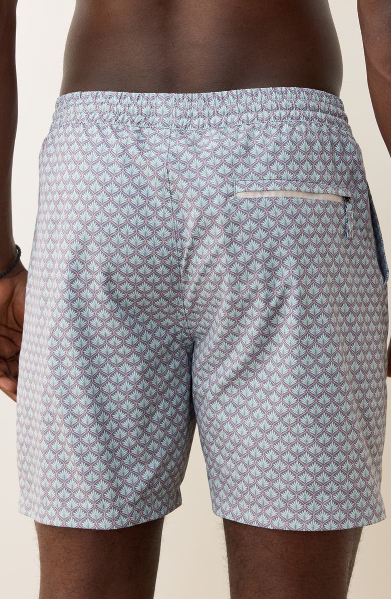 Marine Layer Lined Sport & Swim Trunks, Alternate, color, Aqua Agave Print