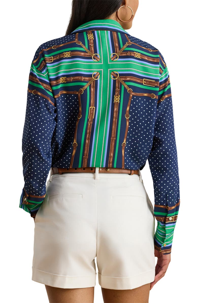Lauren Ralph Lauren Kotta Mixed Print Crêpe de Chine Button-Up Shirt, Alternate, color, Blue Multi