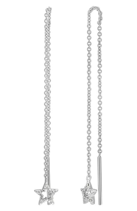 Icon 18K White Gold Diamond Star Threader Earrings